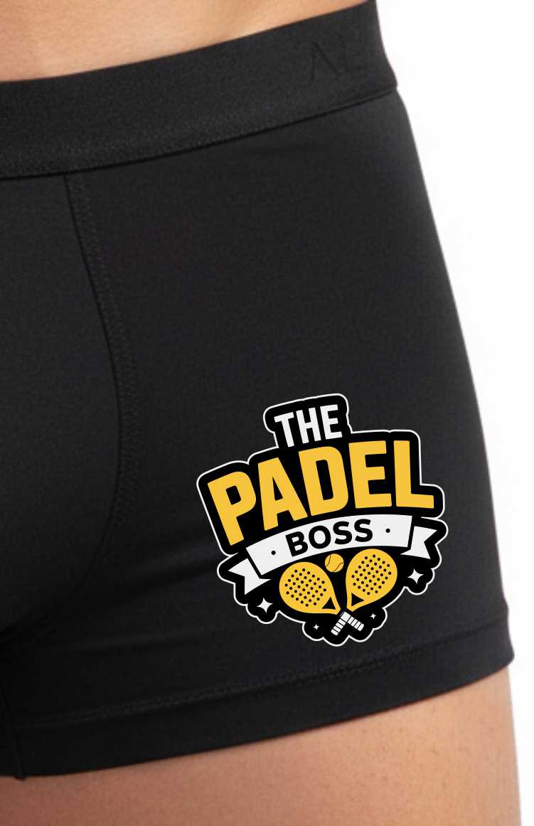 Padel Boss Black Men's Bamboo Boxer Shorts Father's Day Birthday Gift