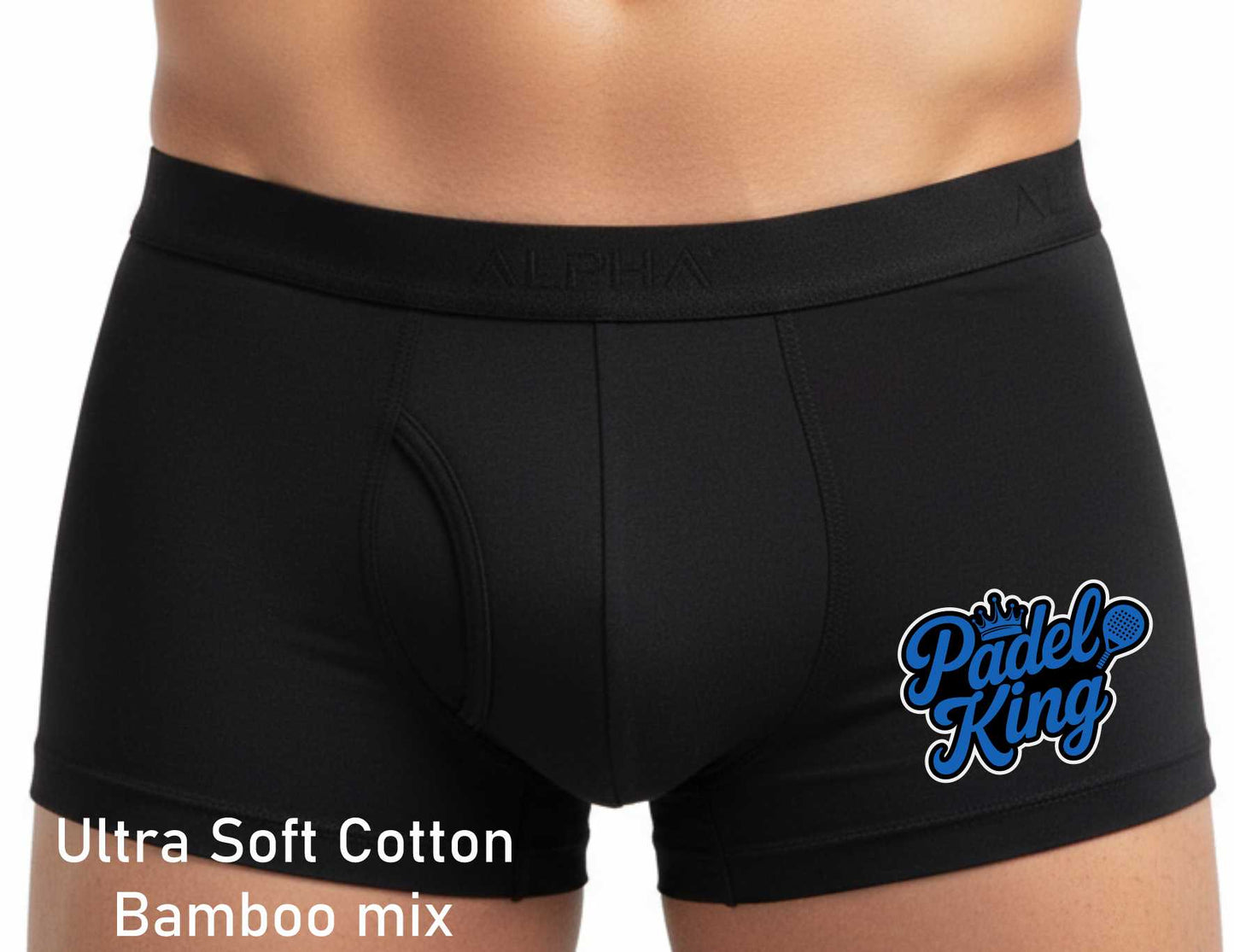 The Padel King Black Men's Bamboo Boxer Shorts Father's Day Birthday Gift