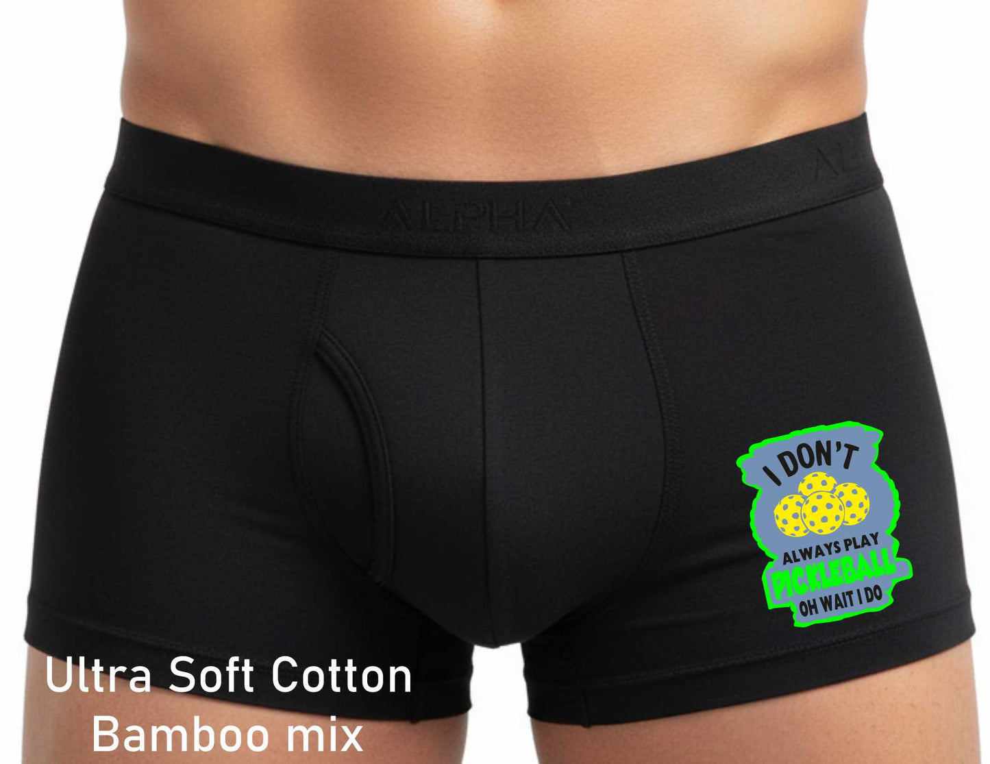 Father's Day Don't Always Play Pickleball Black Boxer Shorts Mens