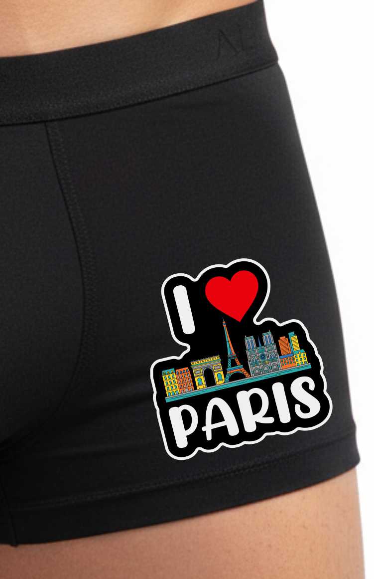 I Love Paris Boxer Shorts Mens Black Fun Gift For Men
