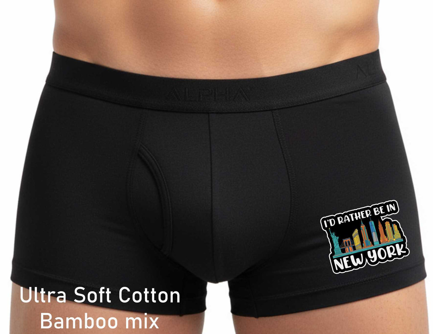 I'd Rather Be In New York Boxer Shorts Mens Black Fun Gift For Men