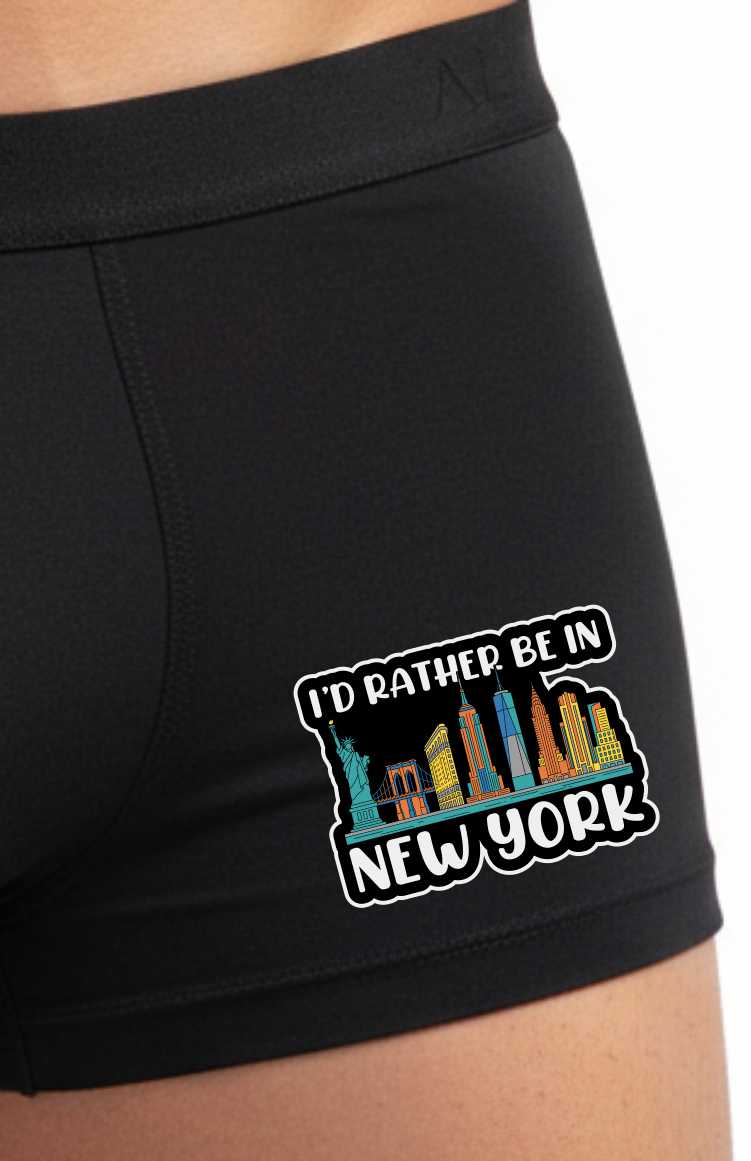 I'd Rather Be In New York Boxer Shorts Mens Black Fun Gift For Men