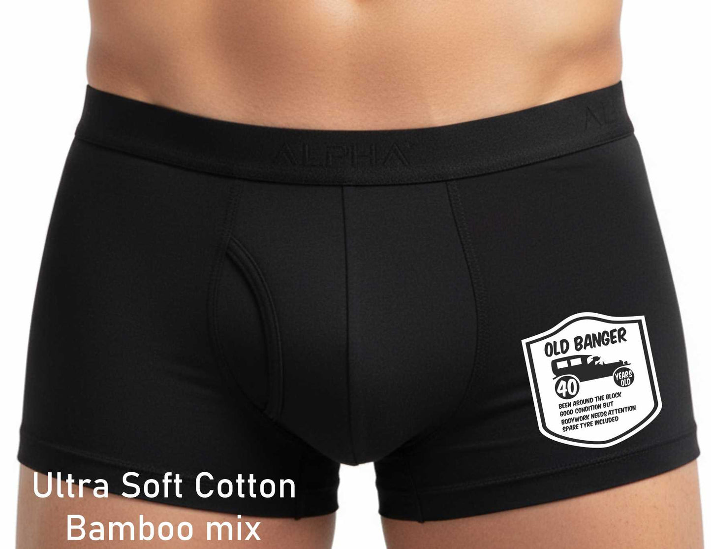 40th Birthday Old Banger Bamboo Boxer Shorts Funny Gift For Him