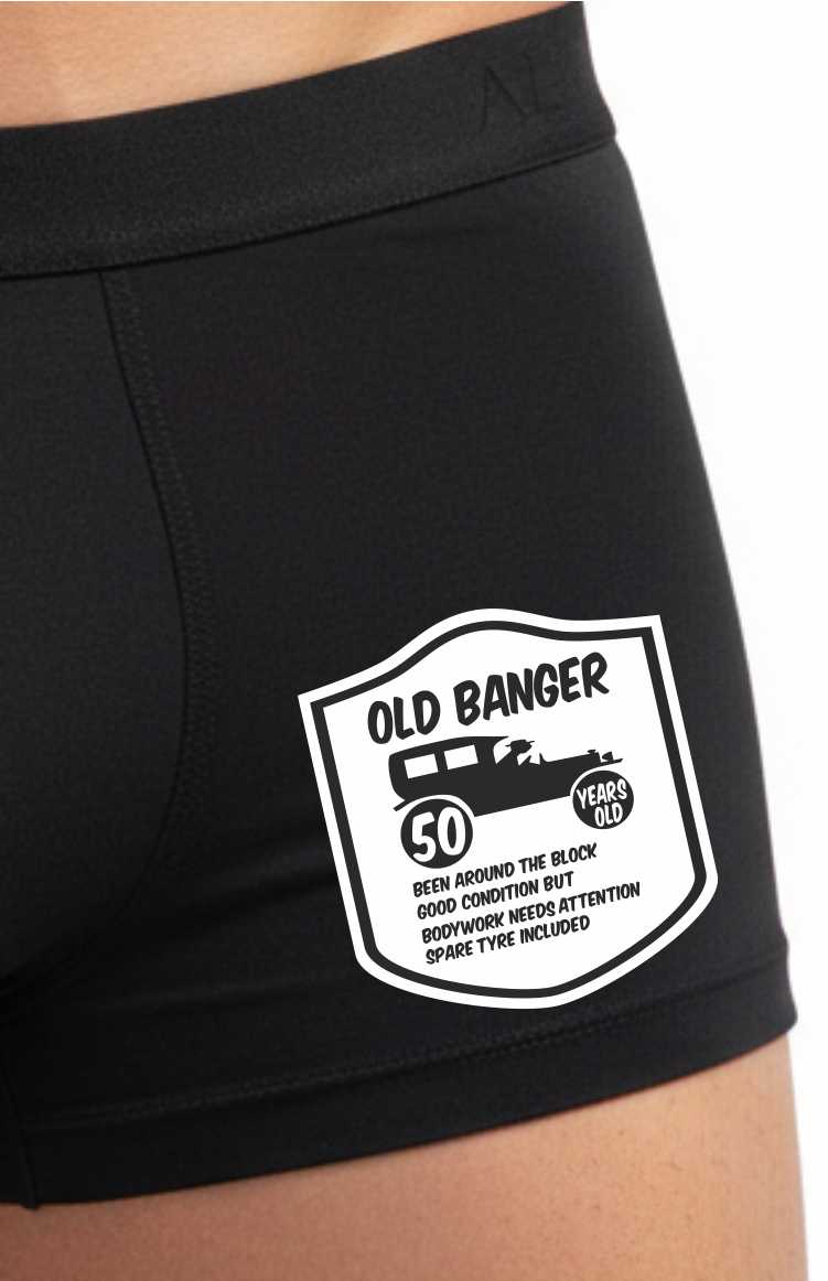 50th Birthday Old Banger Bamboo Boxer Shorts Funny Gift For Him