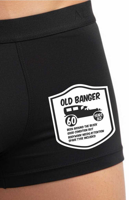 60th Birthday Old Banger Bamboo Boxer Shorts Funny Gift For Him