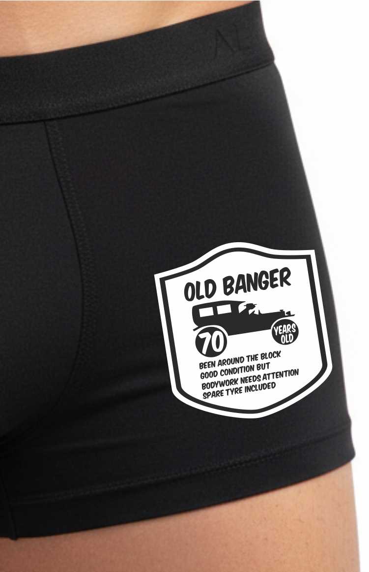 70th Birthday Old Banger Bamboo Boxer Shorts Funny Gift For Him