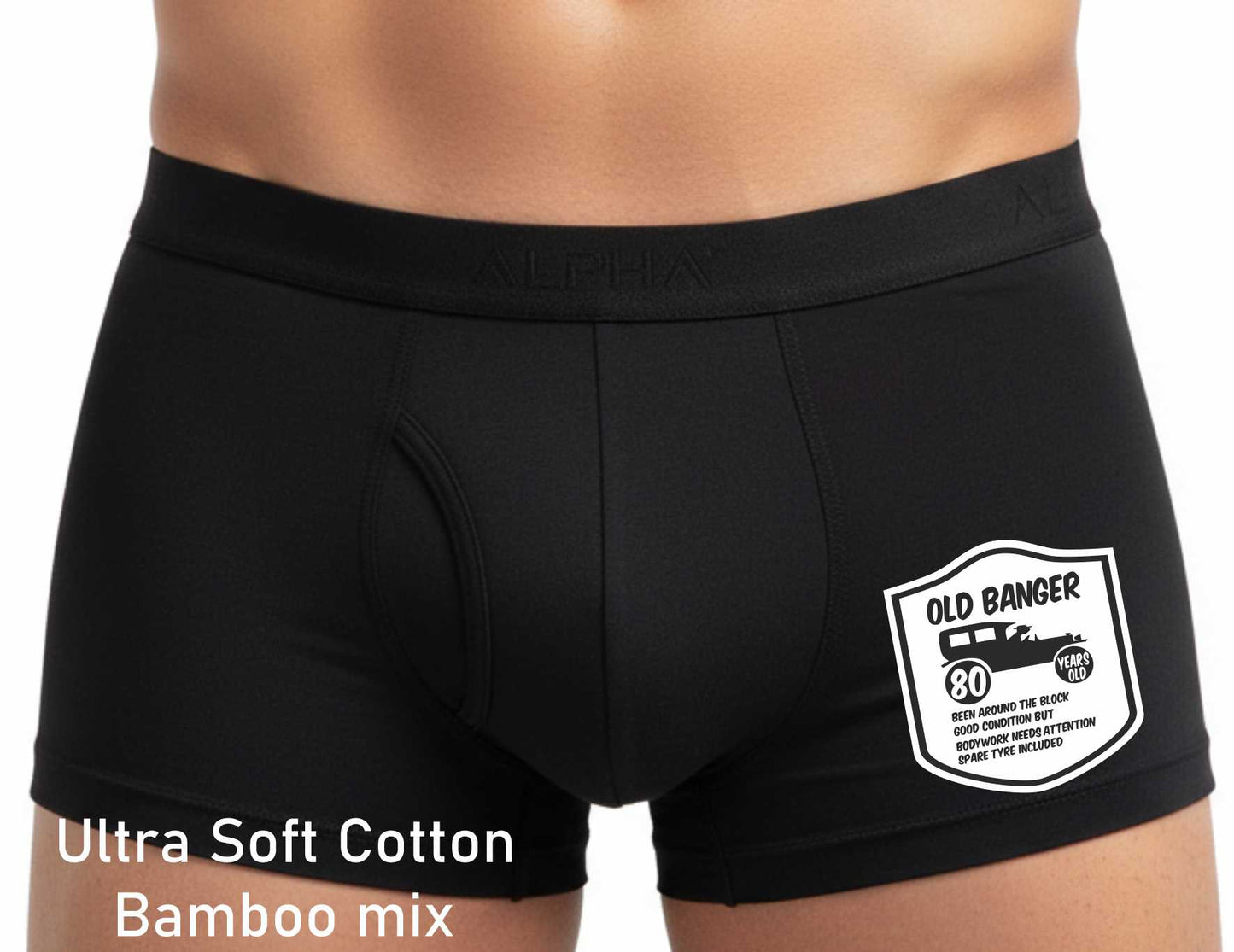 80th Birthday Old Banger Bamboo Boxer Shorts Funny Gift For Him