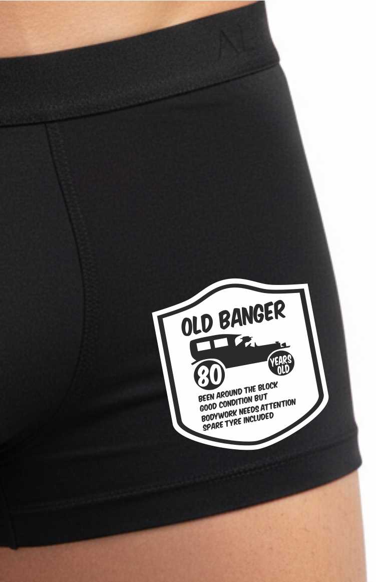 80th Birthday Old Banger Bamboo Boxer Shorts Funny Gift For Him