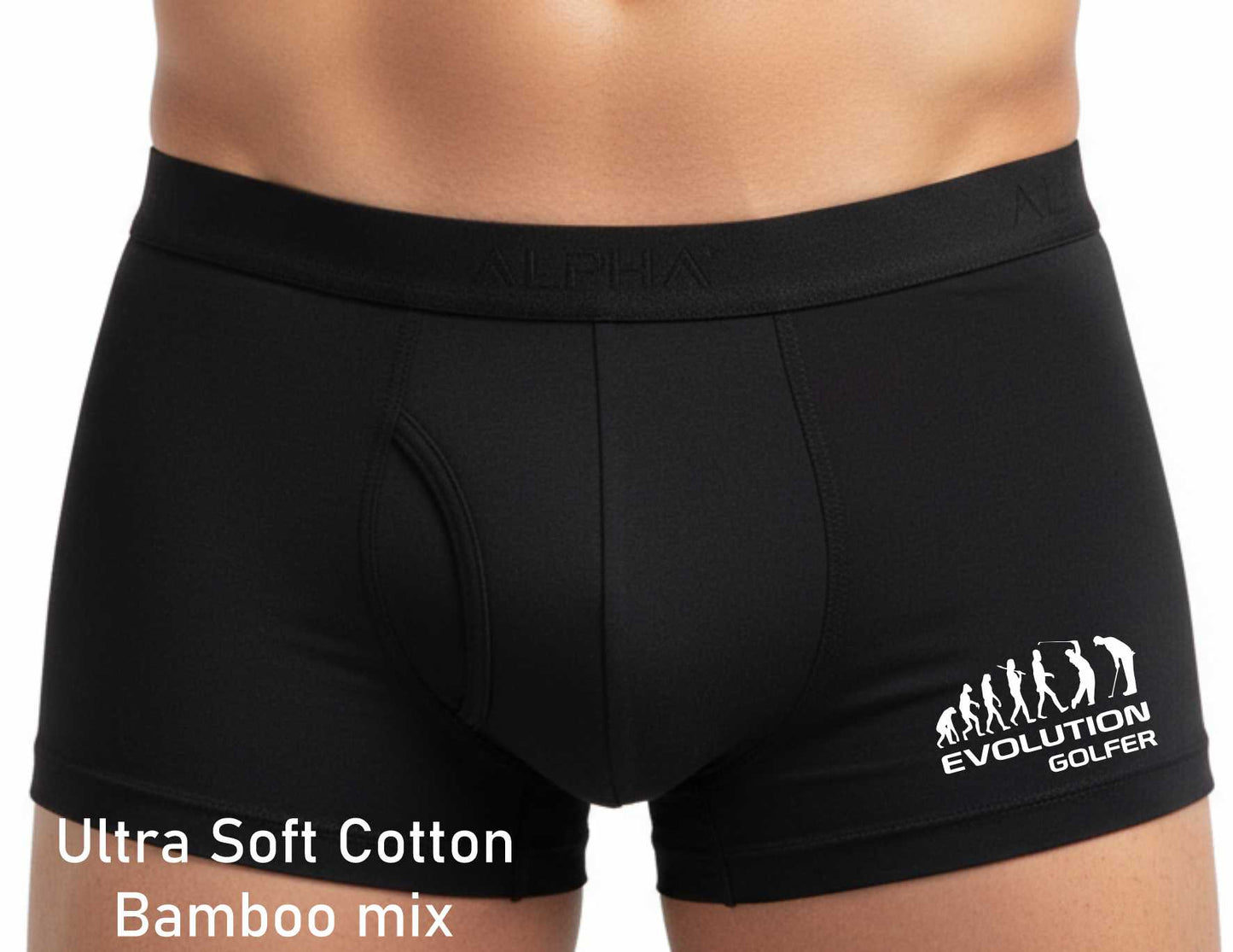 Evolution Of Golf  Bamboo Supersoft Boxer Shorts Golfers Gift