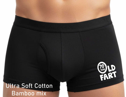 70th Birthday 70 Year Old Fart Bamboo Boxer Shorts Funny Gift