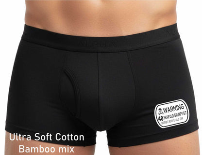 40th Birthday Grumpy Old Git Warning Bamboo Boxer Shorts Gift