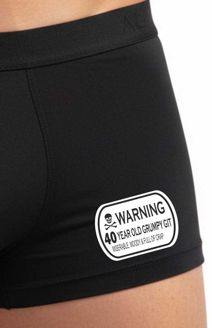 40th Birthday Grumpy Old Git Warning Bamboo Boxer Shorts Gift