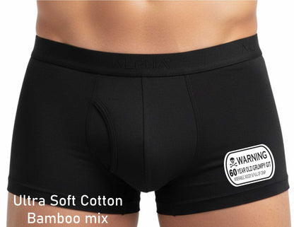 Warning 60 Year Old Grumpy Git Bamboo Boxer Shorts 60th Birthday Gift