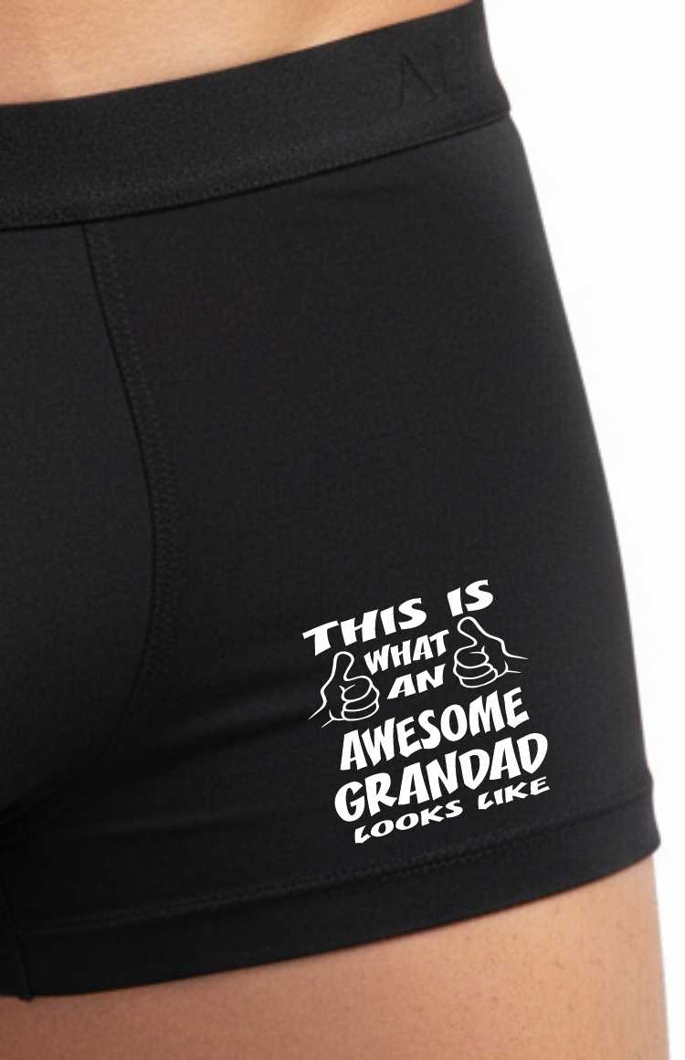 Awesome Grandad Gift For Him Bamboo Boxer Shorts Birthday