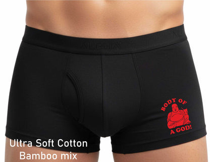 Funny Cheeky Gift Supersoft Bamboo Boxers Body Of God