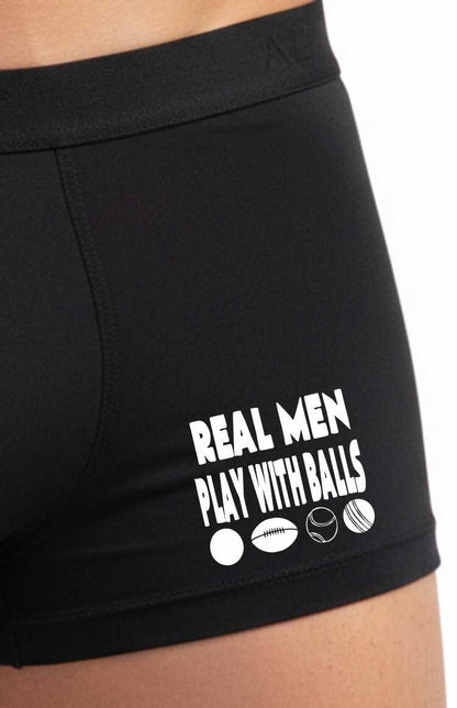 Boxer Shorts Funny Football Rugby Gift Real Men Play With Balls