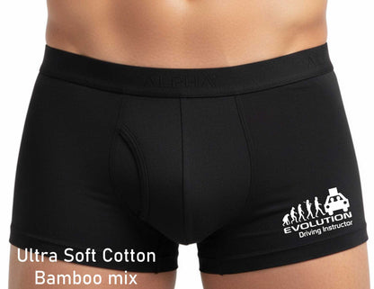 Funny Drivng Instructor Gift Evolution Of Supersoft Bamboo Boxer Shorts