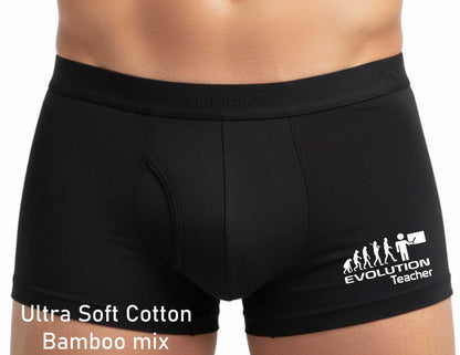 Funny Teacher Gift Supersoft Bamboo Boxer Shorts Evolution Of