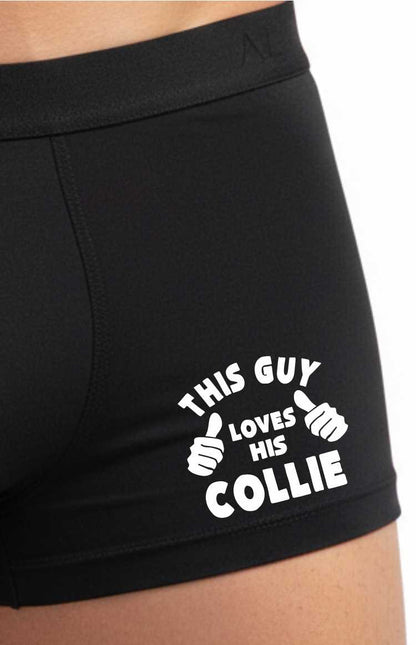Funny Dog Owner Gift Guy Loves His Collie Bamboo Supersoft Boxer Shorts