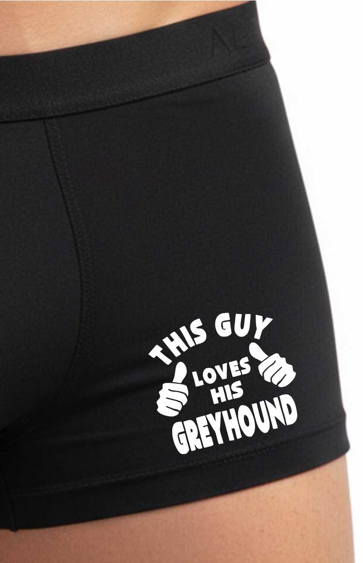 Fun Dog Gift For Him Guy Loves His Greyhound Bamboo Boxer Shorts