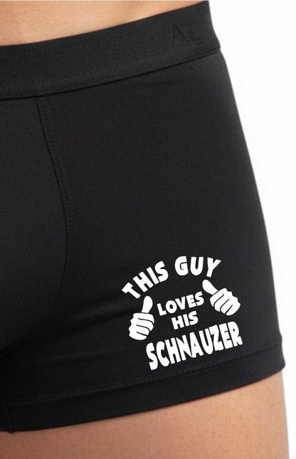 Funny Dog Owner Gift Guy Loves His Schnauzer Bamboo Supersoft Boxer Shorts