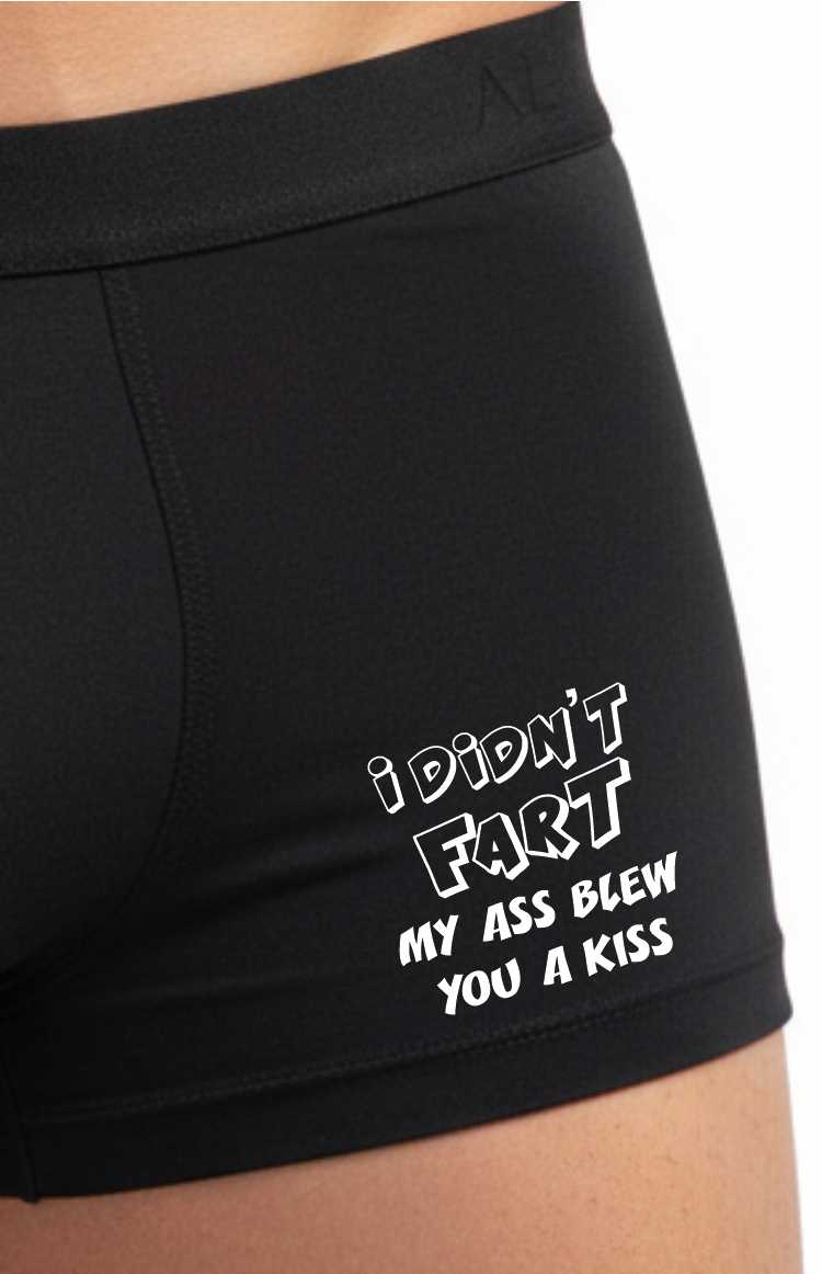 Funny Gift Bamboo Boxer Shorts I Didn't Fart My Bum Blew You A Kiss
