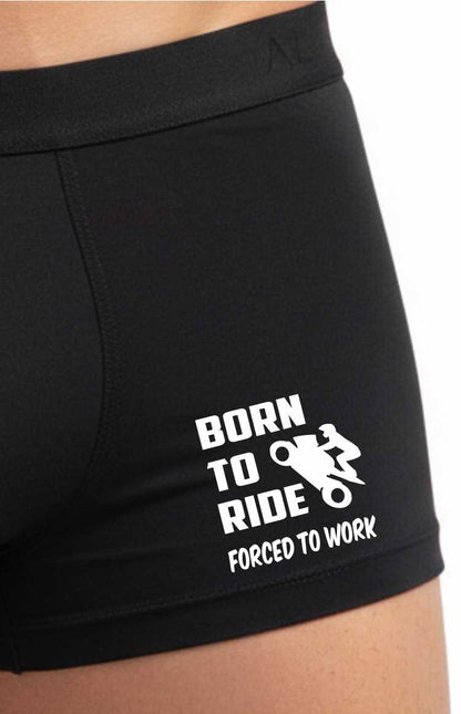Funny Biker Gift Bamboo Boxer Shorts Born To Ride Forced To Work