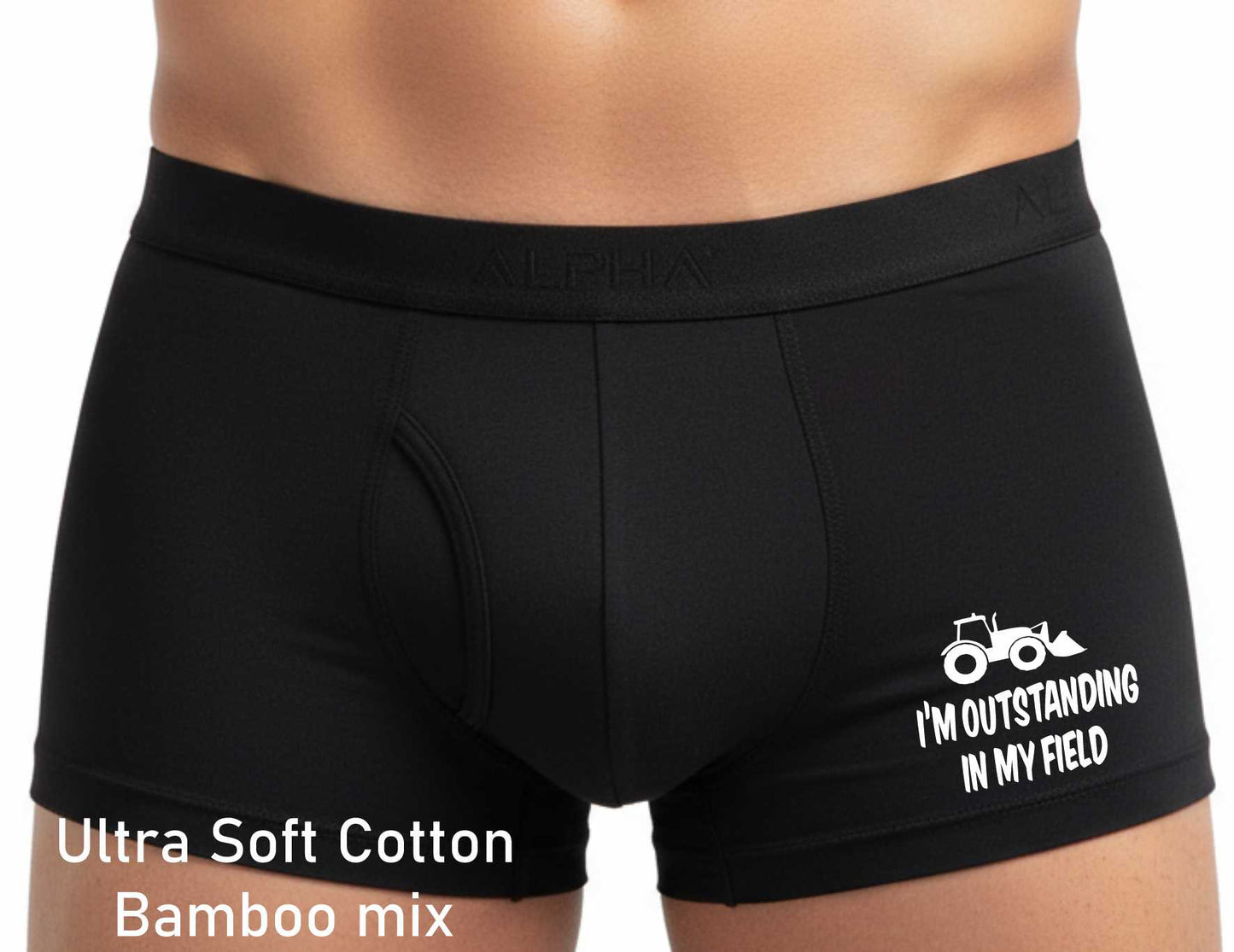 I'm Outstanding In My Field Tractor Bamboo Boxers Funny Farmer Gift