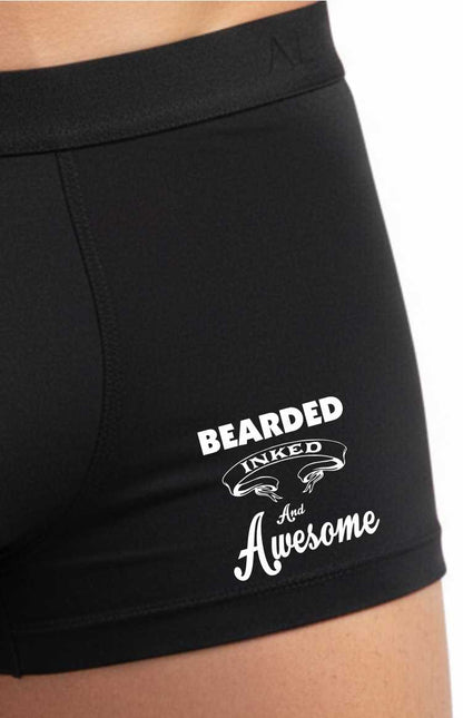 Bearded Inked And Awesome Bamboo Boxer Shorts Funny Tattooed Gift