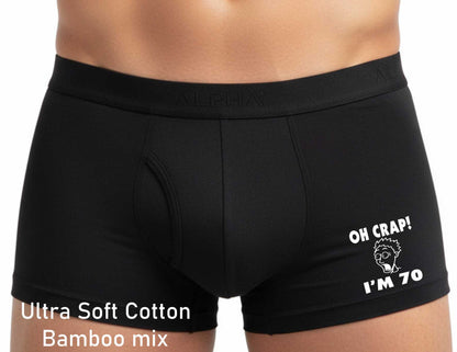 Oh Crap I'm 70 Bamboo Men's Boxers 70th Birthday Gift