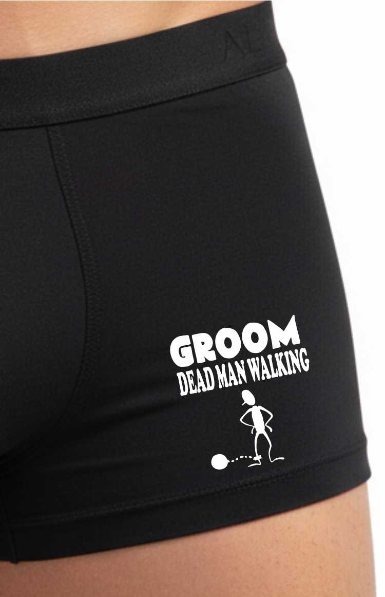 Groom Dead Man Walking Bamboo Boxers Funny Stag Do Wedding Gift