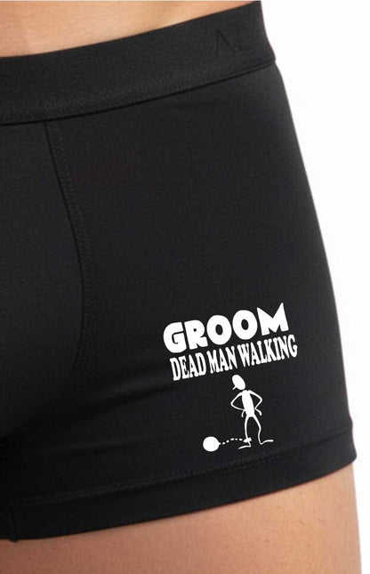 Groom Dead Man Walking Bamboo Boxers Funny Stag Do Wedding Gift