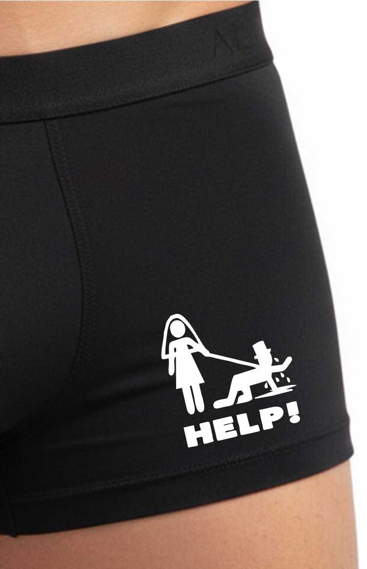 Groom Help! Bamboo Boxers Funny Stag Do Wedding Gift
