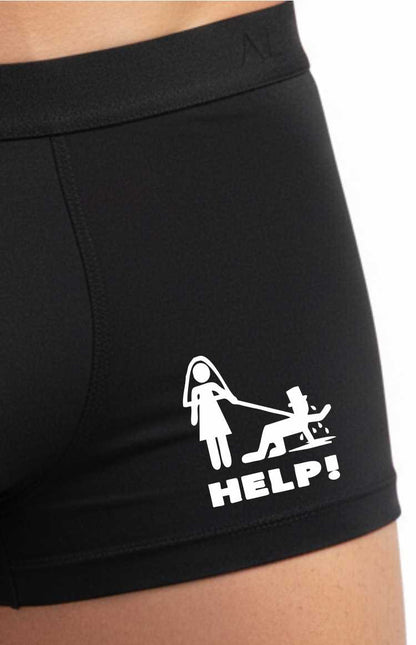Groom Help! Bamboo Boxers Funny Stag Do Wedding Gift