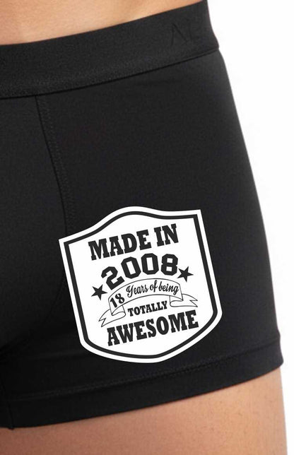 18th Birthday Made In 2008 Totally Awesome Bamboo Men's Boxers Gift