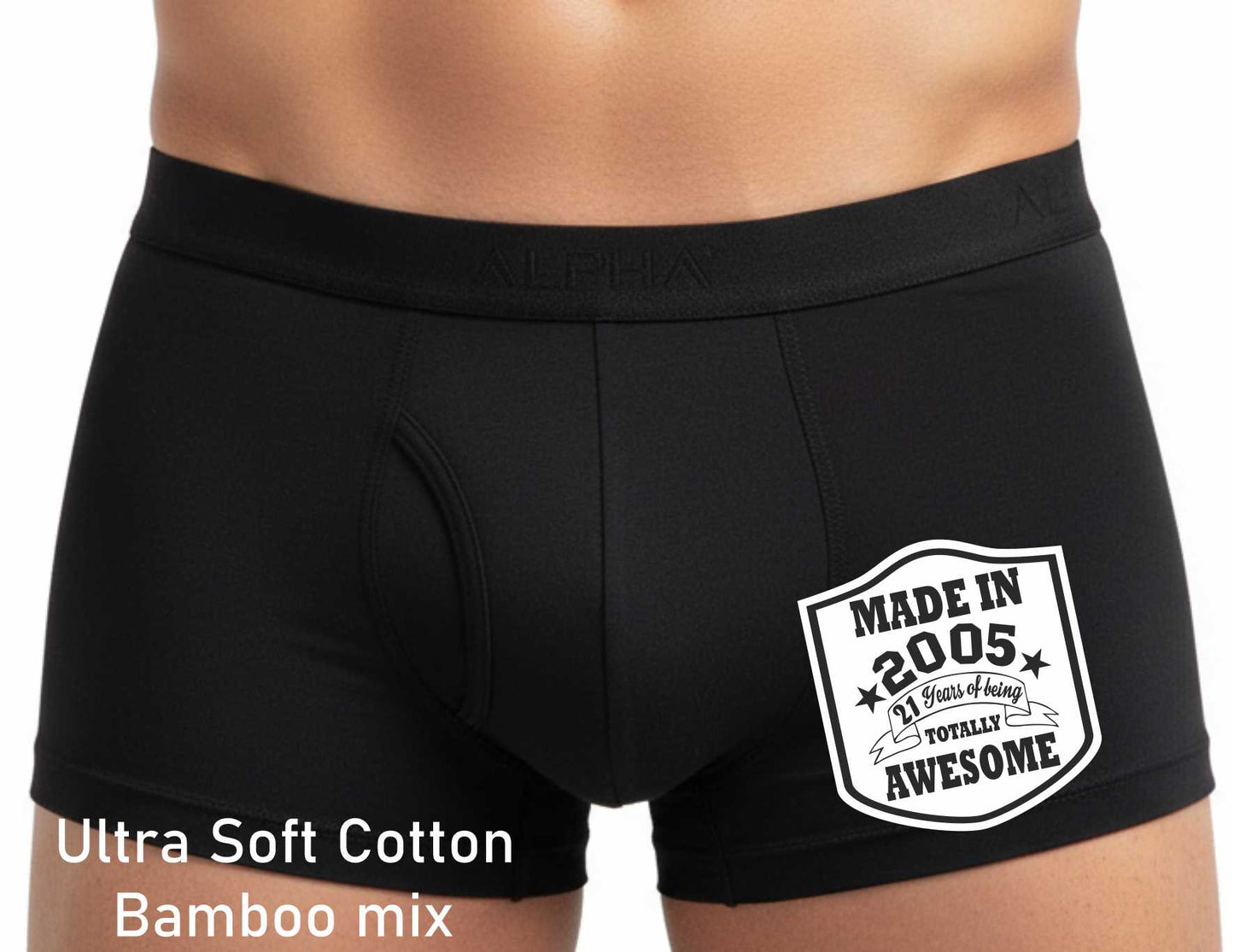 21st Birthday Made In 2005 Totally Awesome Bamboo Men's Boxers Gift