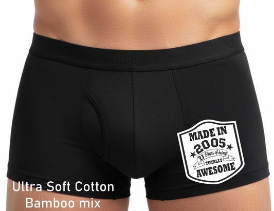 21st Birthday Made In 2005 Totally Awesome Bamboo Men's Boxers Gift