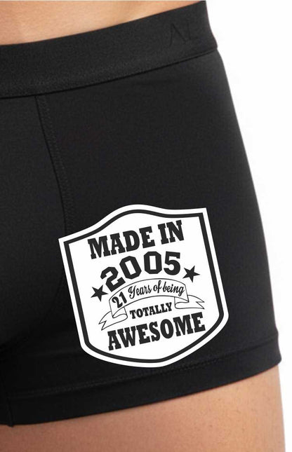 21st Birthday Made In 2005 Totally Awesome Bamboo Men's Boxers Gift