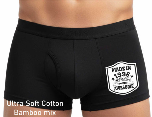 30th Birthday Made In 1996 Totally Awesome Bamboo Men's Boxers Gift