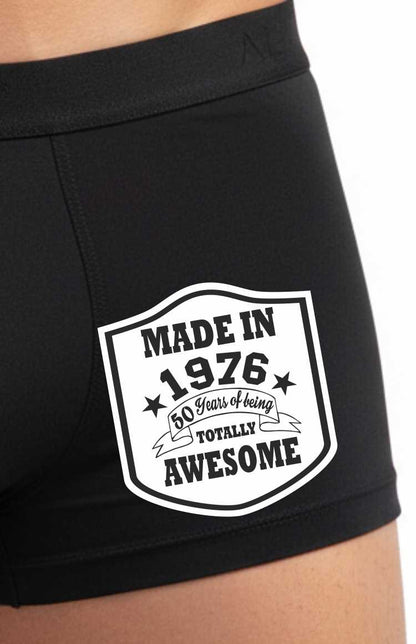 50th Birthday Made In 1976 Totally Awesome Bamboo Men's Boxers Gift