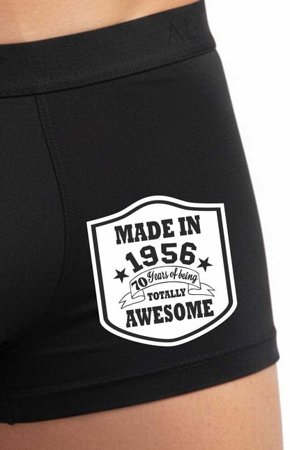 70th Birthday Made In 1956 Totally Awesome Bamboo Men's Boxers Gift