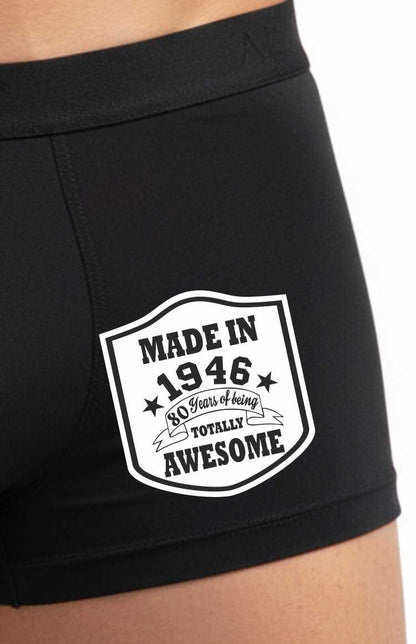 80th Birthday Made In 1946 Totally Awesome Bamboo Men's Boxers Gift