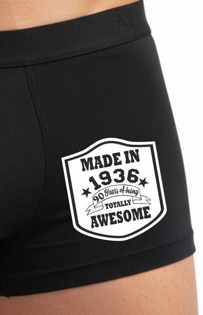 90th Birthday Made In 1936 Totally Awesome Bamboo Men's Boxers Gift