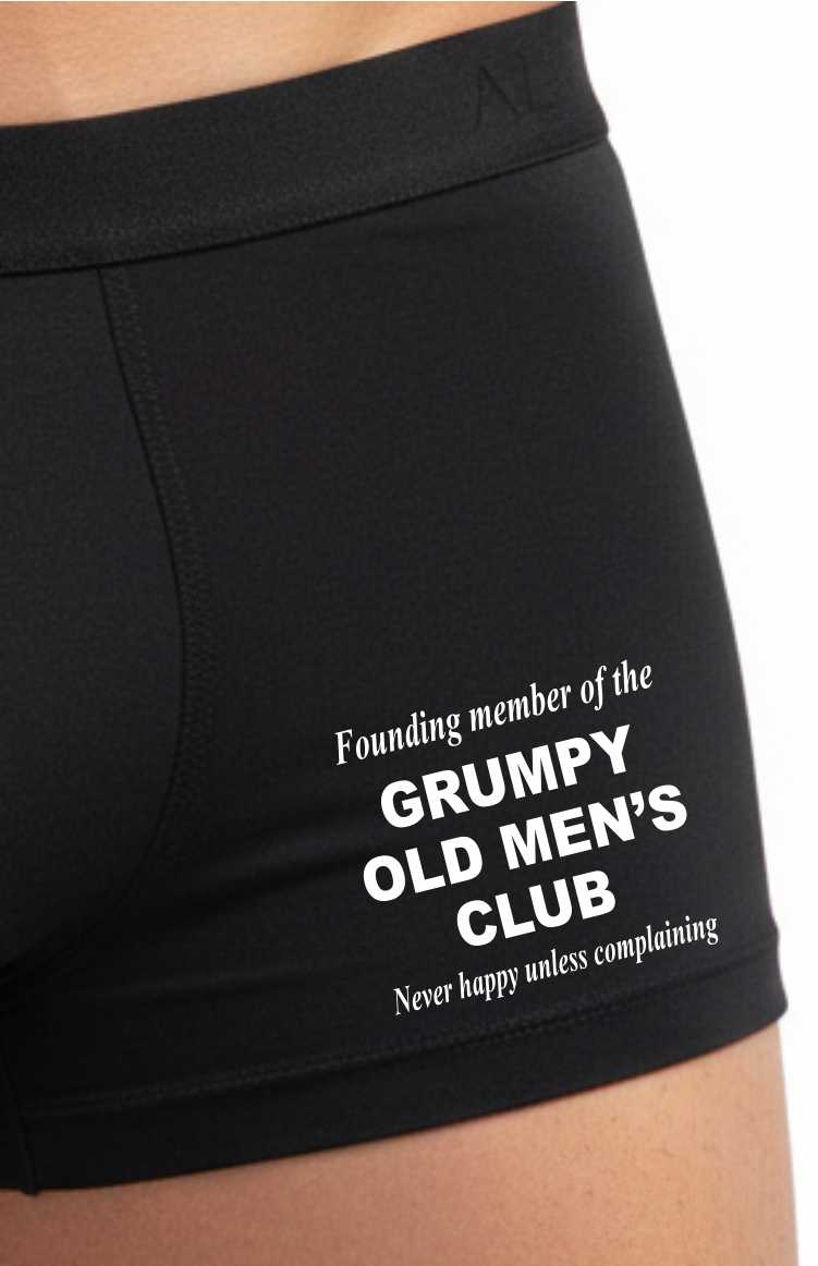 Grumpy Old Men's Club Bamboo Cotton Boxer Shorts Birthday Novelty Gift For Him