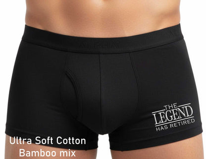 Legend Retired Bamboo Cotton Boxer Shorts Retirement Novelty Gift For Him