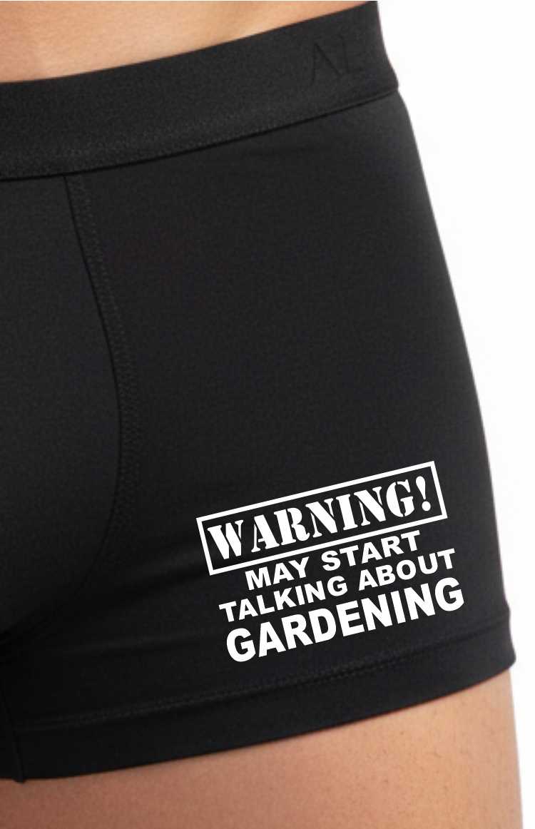 Warning May Start Talking About Gardening Bamboo Boxers Funny Gift