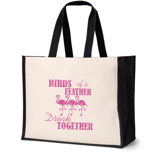 Birds Of A Feather Tote Bag Wedding Gift Bride Hen Party Ladies Canvas Shopper