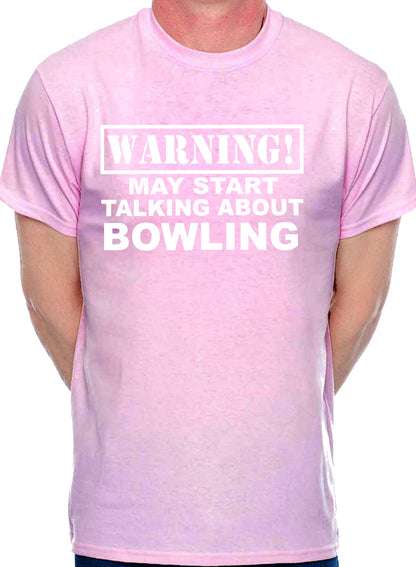 Warning May Talk About Bowling Crown Green Ten Pin Mens T-Shirt