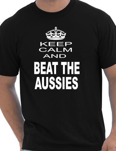 Keep Calm & Beat Aussies Ashes Cricket T-Shirt