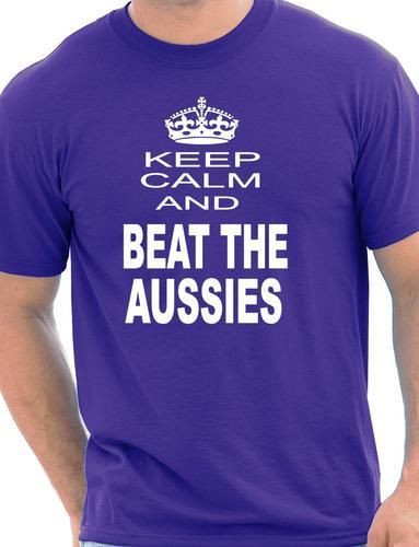 Keep Calm & Beat Aussies Ashes Cricket T-Shirt